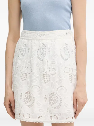 Guess Usa Embroidered Mini Skirt In White