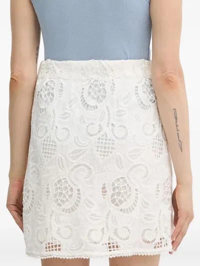 Guess Usa Embroidered Mini Skirt In White