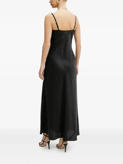 Guess Usa Lace-trimmed Cowl-neck Maxi Dress In Black