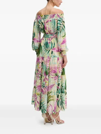 Guess Usa Off-shoulder Tiered Maxi Dress In Gray