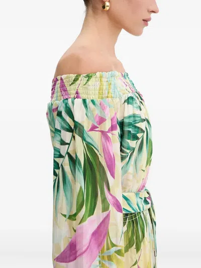 Guess Usa Off-shoulder Tiered Maxi Dress In Gray