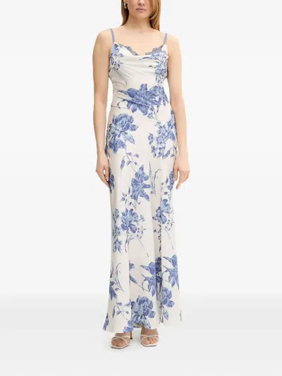 Guess Usa Cowl-neck Floral-print Maxi Dress In Black