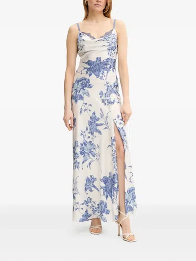 Guess Usa Cowl-neck Floral-print Maxi Dress In Black