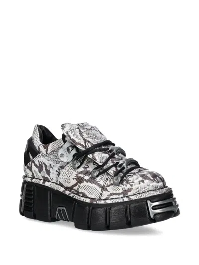 New Rock Snakeskin-effect Platform Sneakers In White