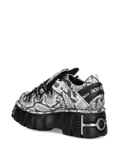 New Rock Snakeskin-effect Platform Sneakers In White
