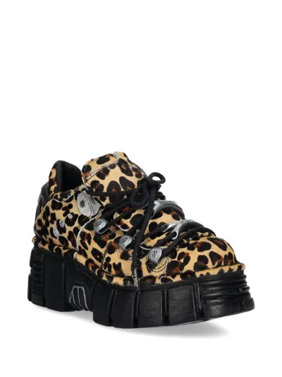 New Rock M-120n-c54 Leopard-print Platform Trainers In Neutral