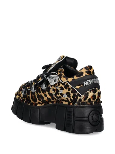 New Rock M-120n-c54 Leopard-print Platform Trainers In Neutral
