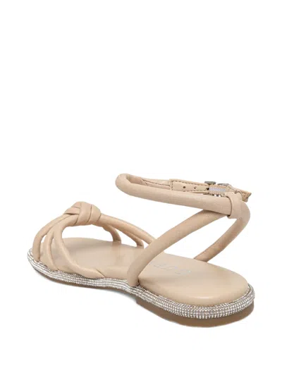 Guess Usa Leather Flat Sandals In Neutral