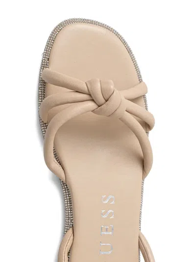 Guess Usa Leather Flat Sandals In Neutral