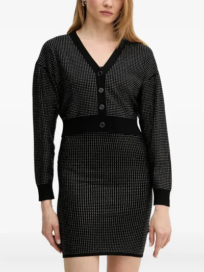 Guess Usa Crystal-embellished Cardigan In Black