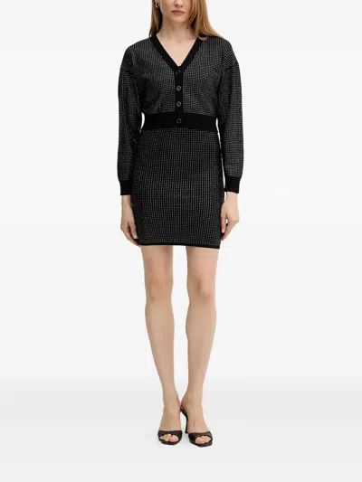 Guess Usa Crystal-embellished Cardigan In Black