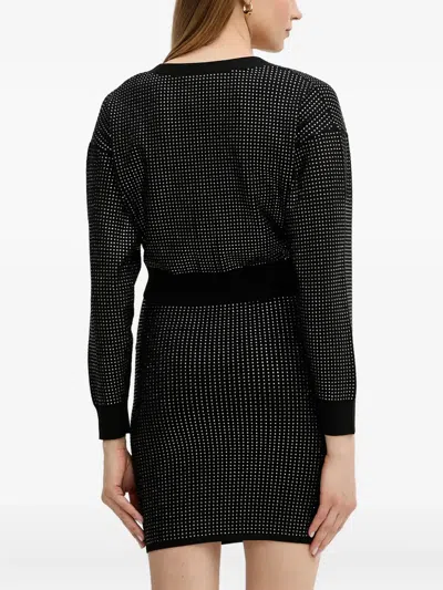 Guess Usa Crystal-embellished Cardigan In Black