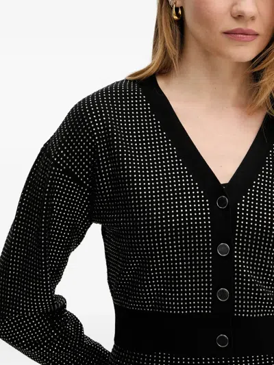 Guess Usa Crystal-embellished Cardigan In Black