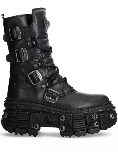 New Rock 100mm M-wall373-s11 Platform Boots In Black