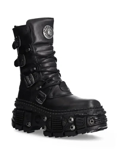 New Rock 100mm M-wall373-s11 Platform Boots In Black