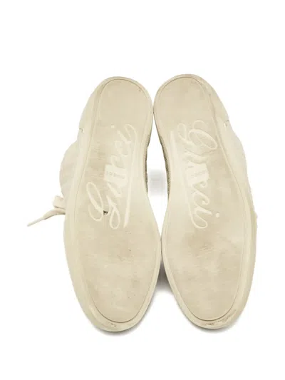 Pre-owned Gucci Monogram-embossed Leather High-top Sneakers In Neutral