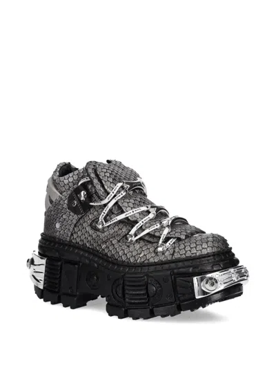New Rock Metallic-accents Platform Sneakers In Black