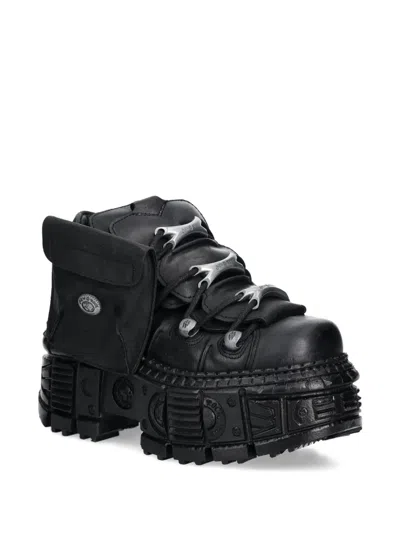 New Rock Pocket-detail Platform Sneakers In Black