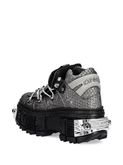 New Rock Metallic-accents Platform Sneakers In Black