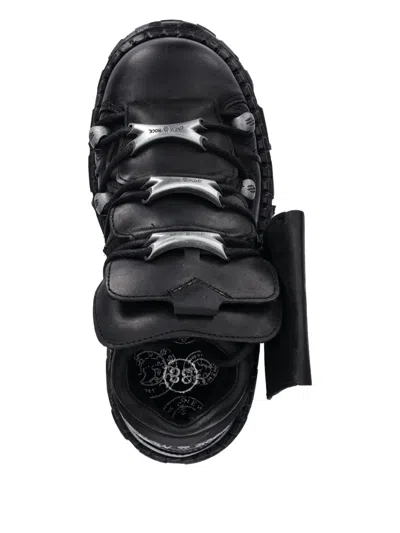 New Rock Pocket-detail Platform Sneakers In Black