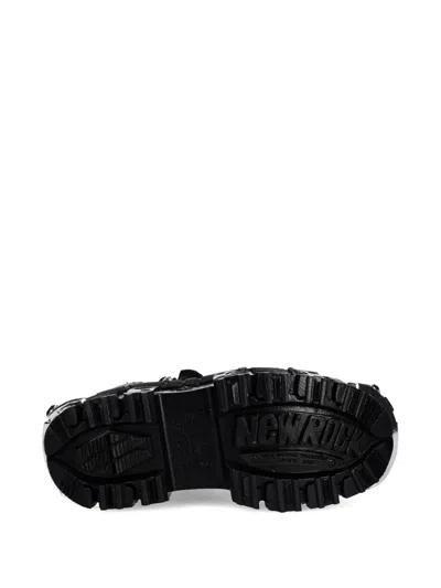 New Rock Metallic-accents Platform Sneakers In Black