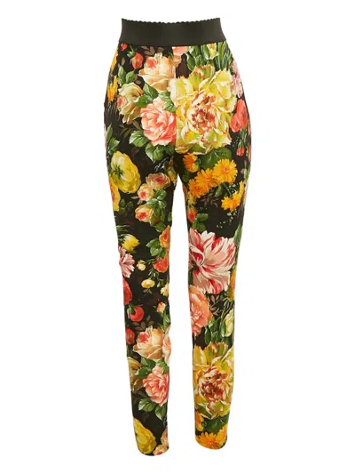Pre-owned Dolce & Gabbana Floral-print Trousers