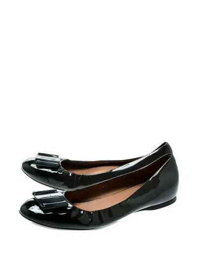 Pre-owned Ferragamo 2023 Patent Leather Bow Ballet Flats
