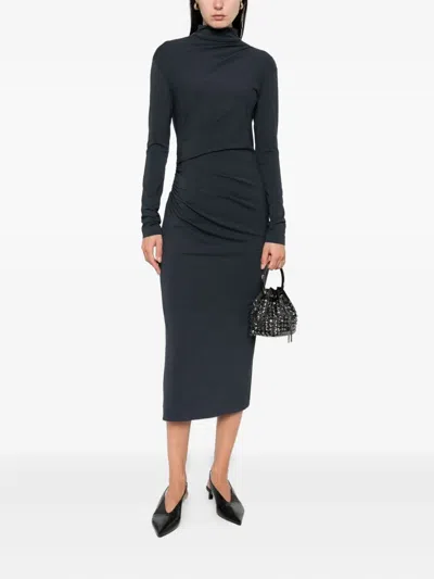 Brunello Cucinelli High-neck Gathered Midi Dress