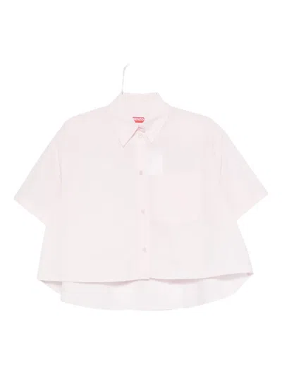 Kenzo Logo-patch Cotton Shirt In Neutral