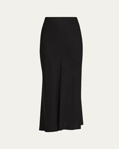 Brunello Cucinelli Fluid Linen Twill Slit Maxi Skirt