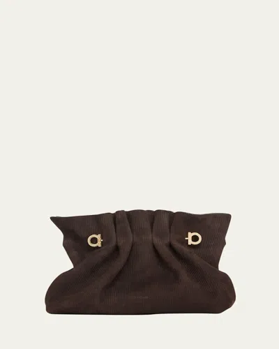Ferragamo Piercing Suede Corduroy Shoulder Bag