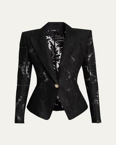 Balmain Single-breasted Fitted Lace Jacket