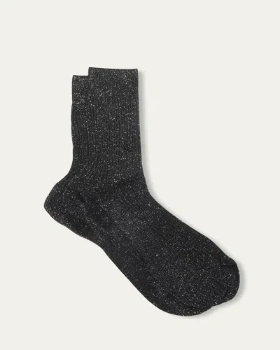 Maria La Rosa Firefly Shimmer Ribbed Crew Socks
