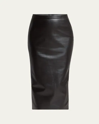 Givenchy Leather Godet-back Midi Pencil Skirt