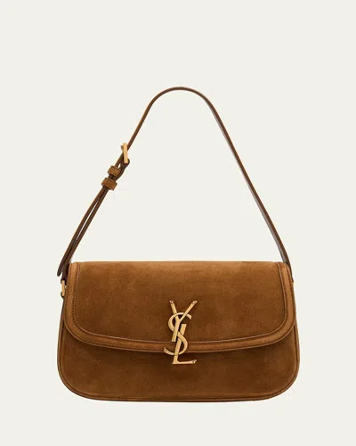 Saint Laurent Solferino Medium Ysl Shoulder Bag In Suede