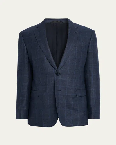 Giorgio Armani Men's Wool And Cashmere Soft Check Sport Coat In Blue