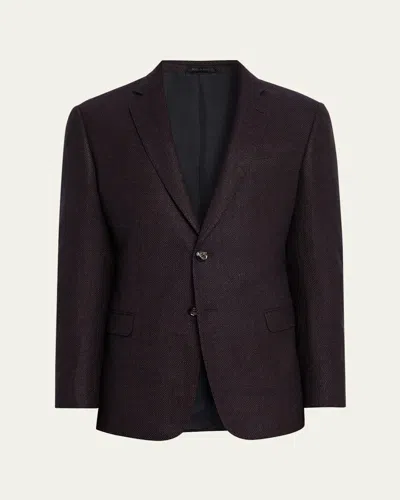 Giorgio Armani Men's Micro Grid Textured Blend Sport Coat In Brown