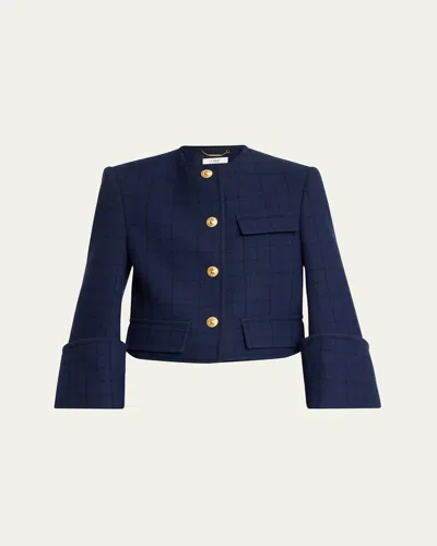 Chloé Lower Impact Wool Check Crop Jacket