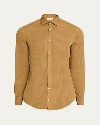 Massimo Alba Men's Canary Micro-check Button-down Shirt In Nude