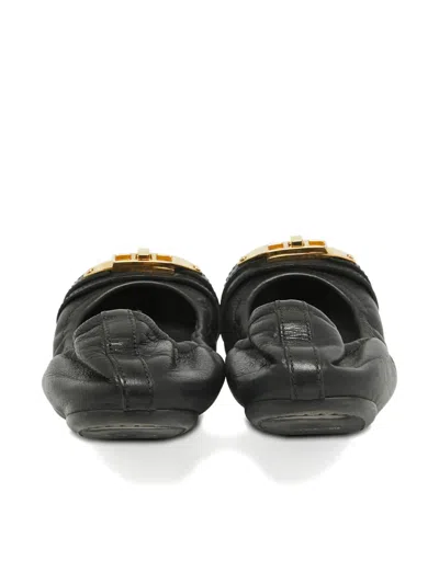Pre-owned Burberry Check Leather Flats