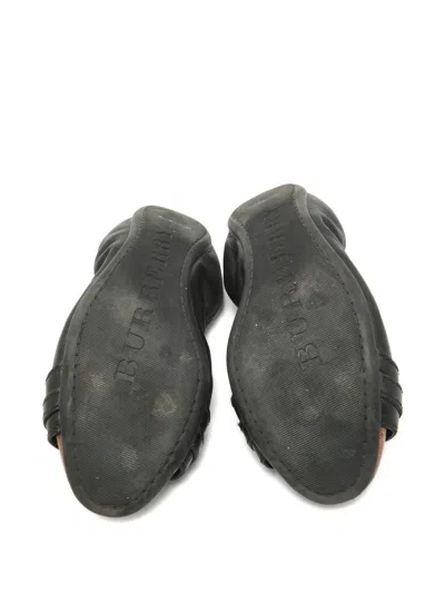 Pre-owned Burberry Check Leather Flats