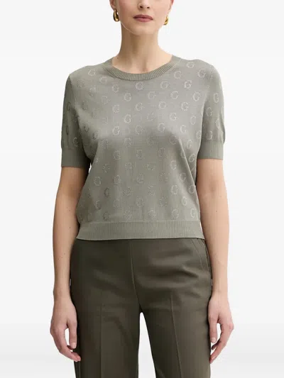 Guess Usa Logo-studded Top In Gray
