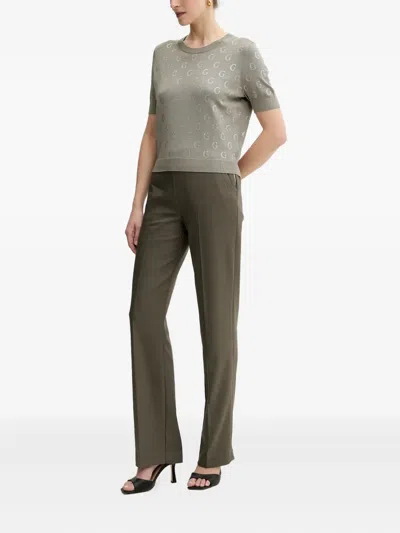Guess Usa Logo-studded Top In Gray