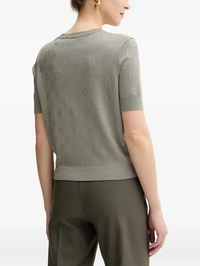 Guess Usa Logo-studded Top In Gray