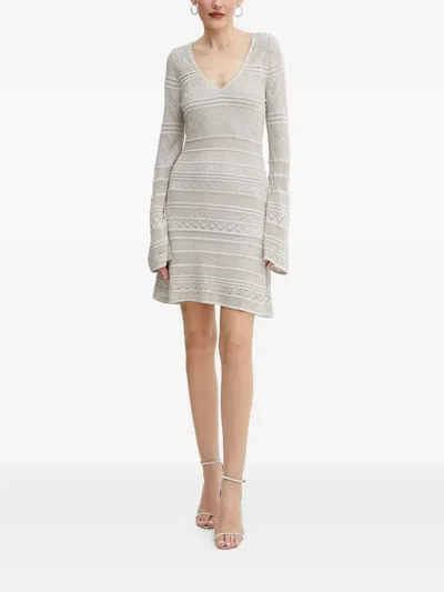 Guess Usa Bell-sleeve Knitted Mini Dress In Gray