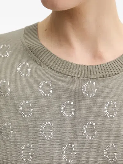 Guess Usa Logo-studded Top In Gray