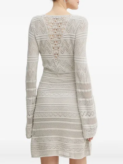 Guess Usa Bell-sleeve Knitted Mini Dress In Gray