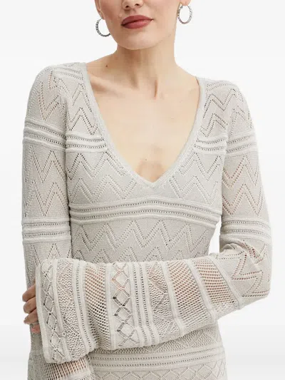 Guess Usa Bell-sleeve Knitted Mini Dress In Gray
