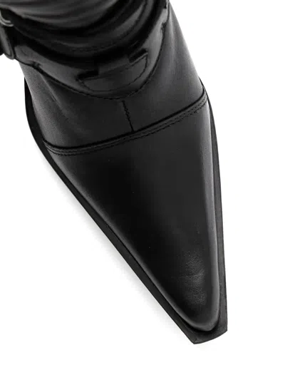 New Rock 100mm Lace-up Buckle Boots In Black