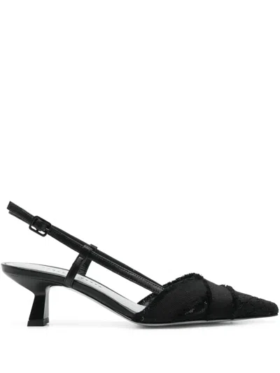 Roberto Festa Mirelle Pumps In Black Leather And Fabric In Black